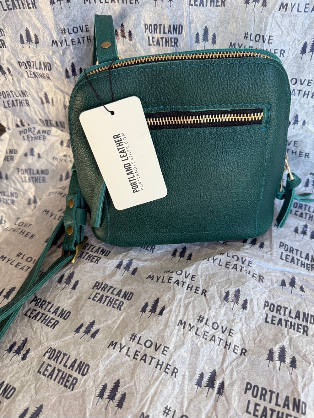 Portland Leather Sea Glass Small Luna Pebbled Leather Crossbody Bag